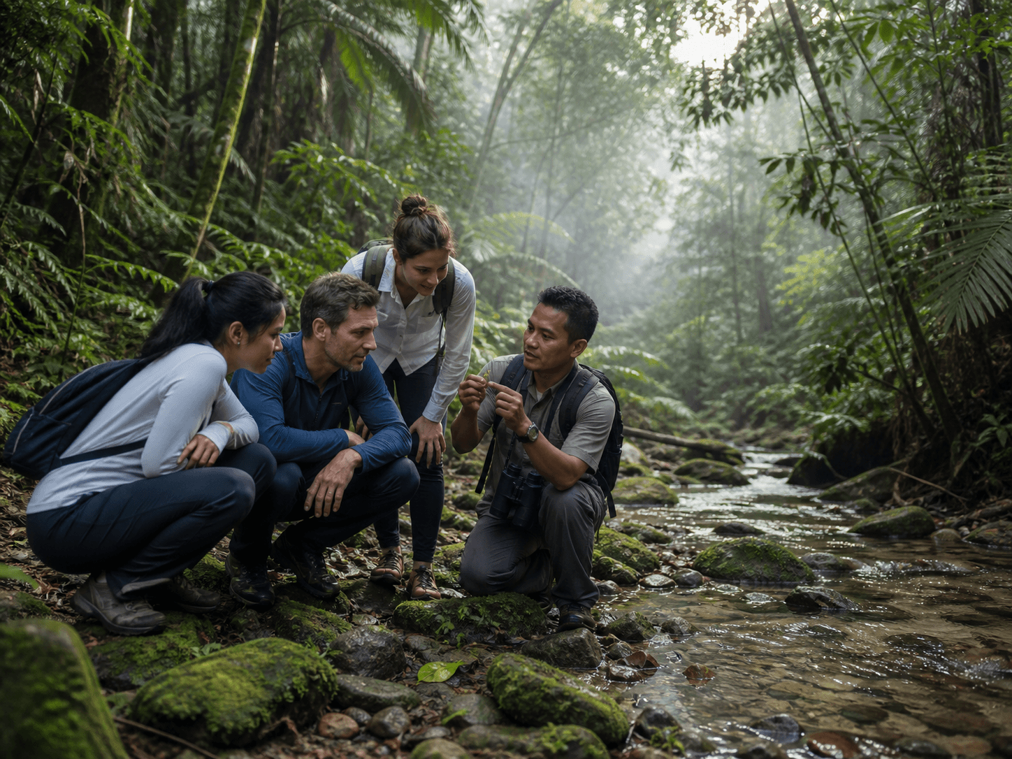 Guests on a guided walk through Langkawi rainforest
