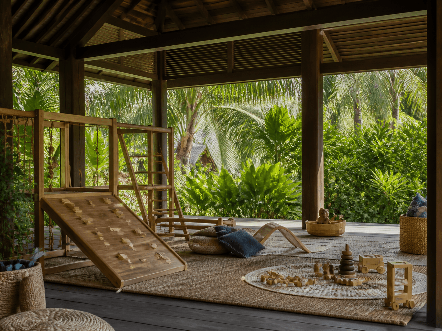 Shaded children’s play pavilion at the resort