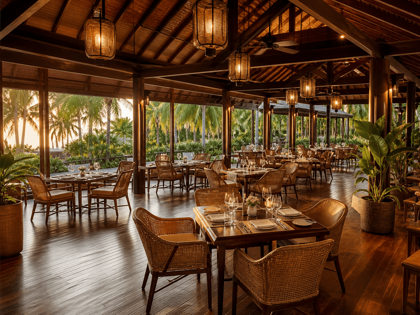 Open-air restaurant at the resort