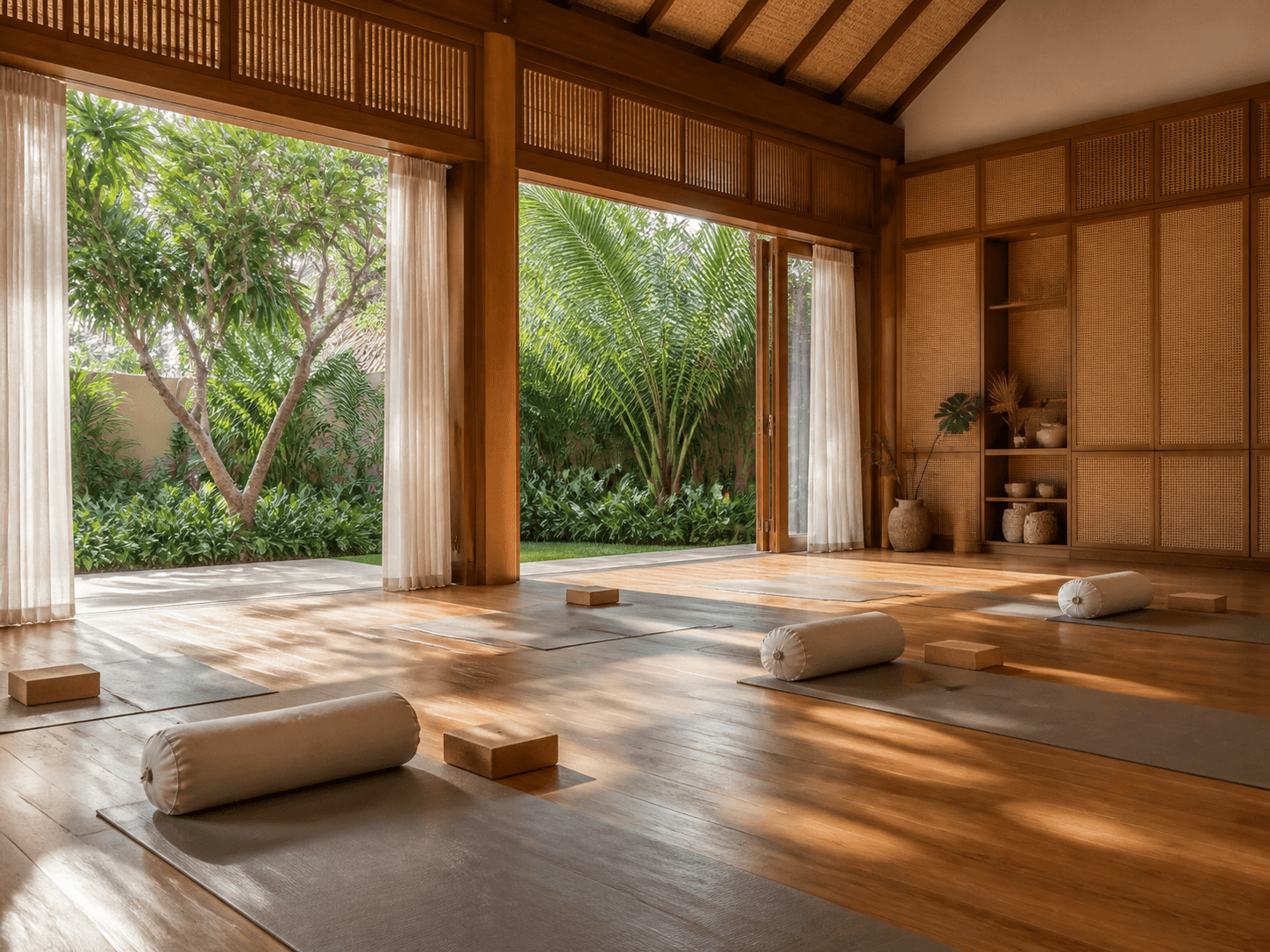 Airy tropical resort wellness studio
