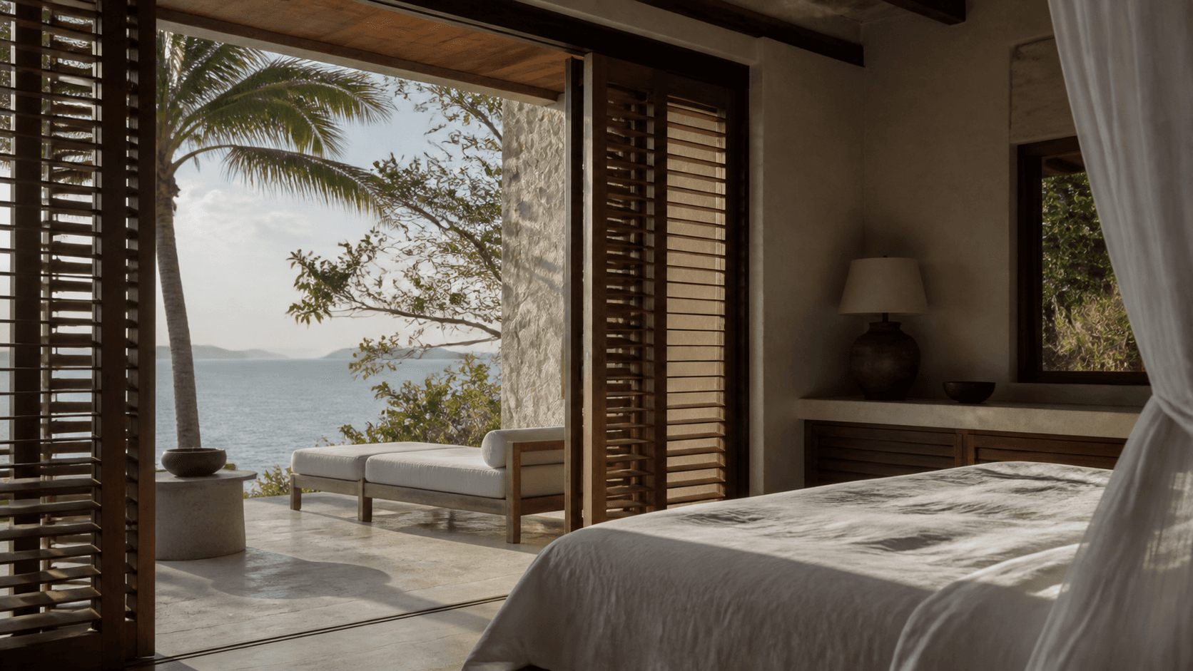 Relaxed guest room looking across the Langkawi coast
