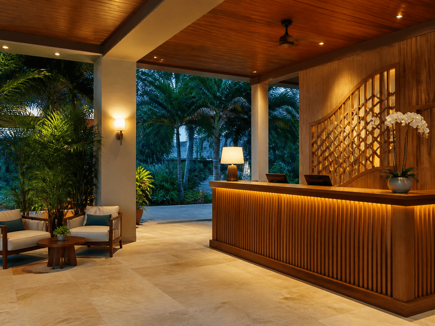 Serein Langkawi reception with tropical garden views