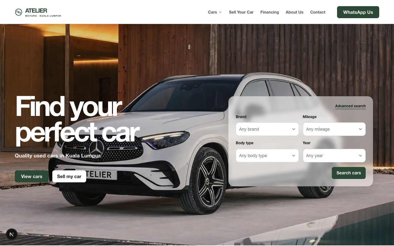 Atelier Motors homepage